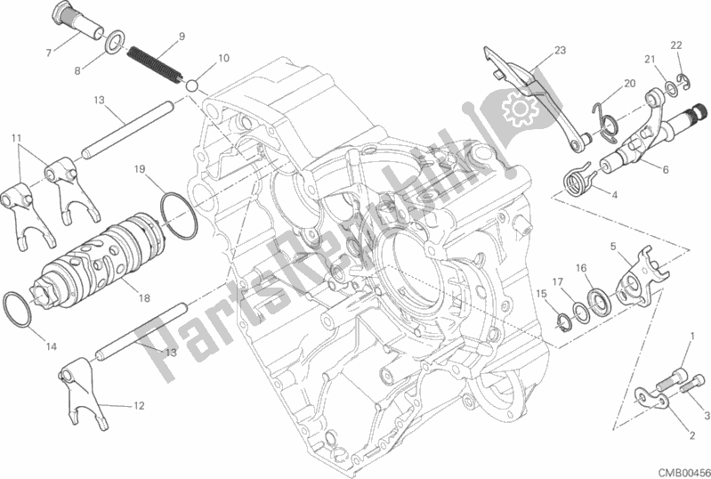 All parts for the Gear Change Mechanism of the Ducati Multistrada 1200 S Pikes Peak Thailand 2017